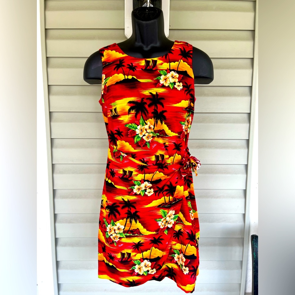 Kilani Sz Small Authentic VTG Made In Hawaii Dress Red Yellow Green 100% Cotton
